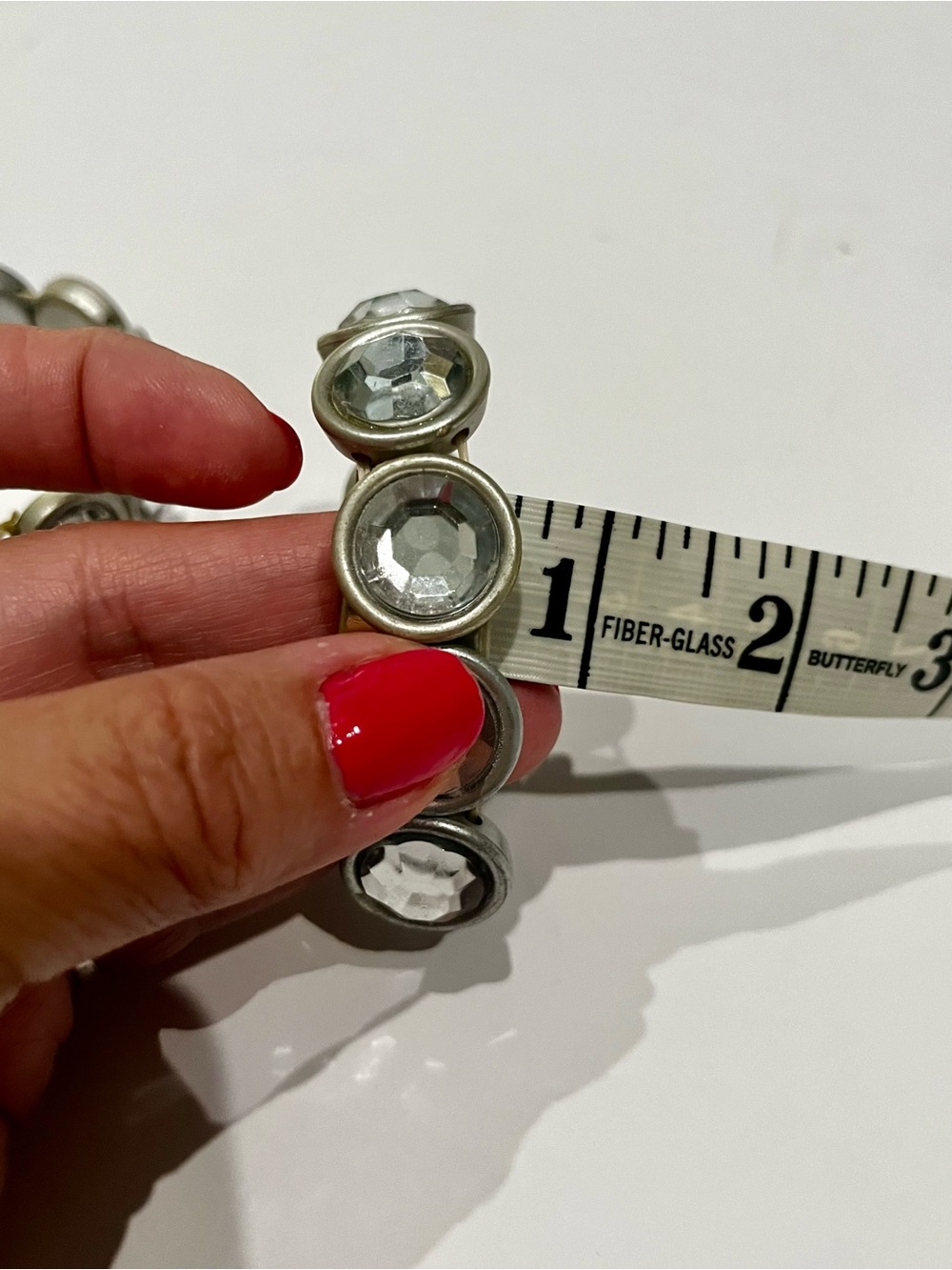 Crystal Disc Stretch Bracelet - Clear Crystal on Silver set $12 - Picture 6 of 6